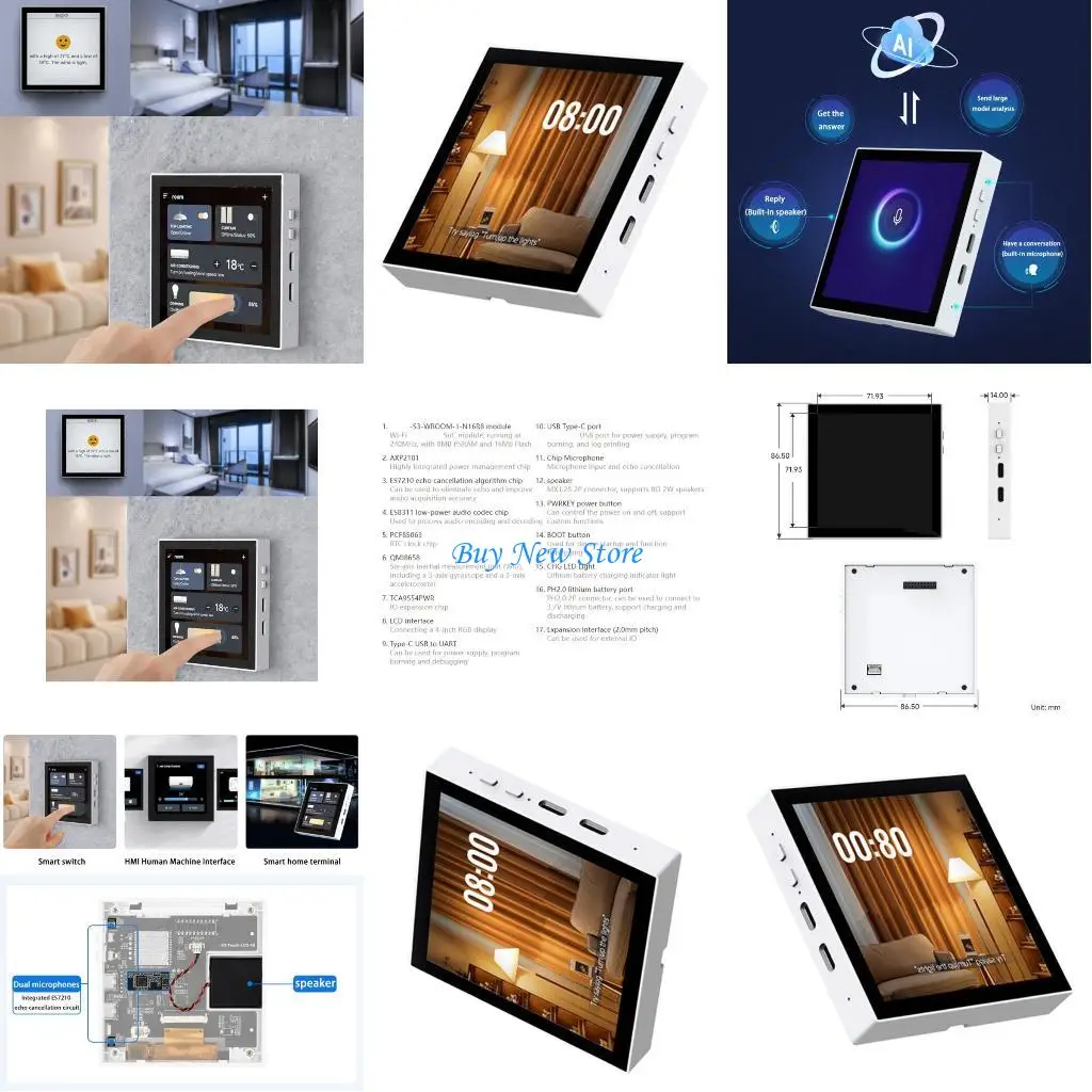 

20ce 4-дюймовый интеллектуальный 86 Box Development Board 480x480 Дисплей Touchable Screen-Cluetooth-совместимый домашний