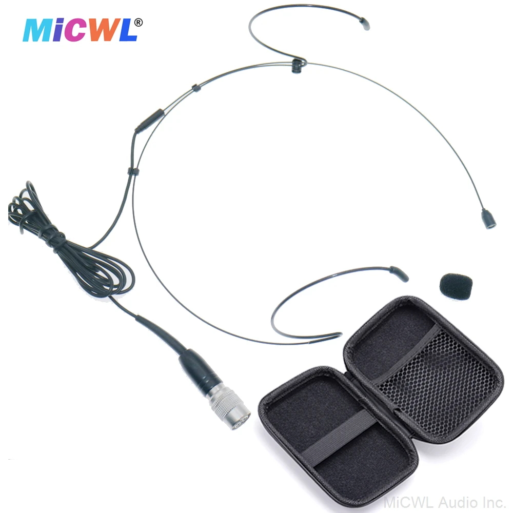 Top Quality ATW70 Black Headset Hanging Microphone For Audio-Technica Hirose 4-Pin cW BodyPack Wireless System with Zipper Case