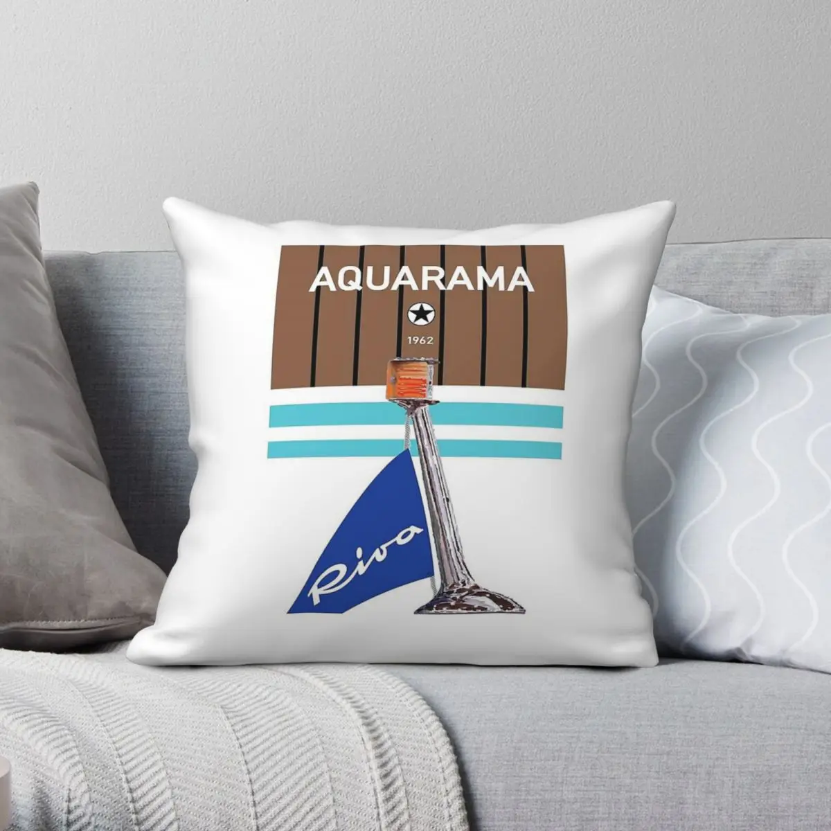 Riva Aquarama Yachting Cannes Square Pillowcase Polyester Linen Velvet Creative Decor Pillow Case Room Cushion Cover Wholesale