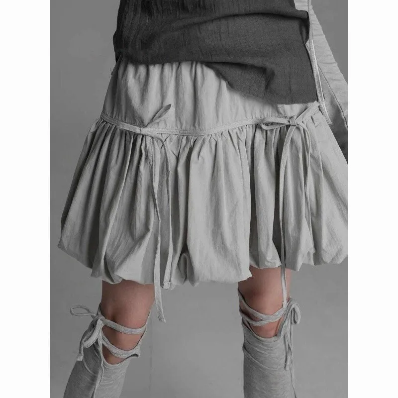 

New Puffy Cake Skirt Women Summer Elastic Teenage Girls Y2k Half-body Pleated Mini Skirt High Street Fashion Lantern Short Skirt