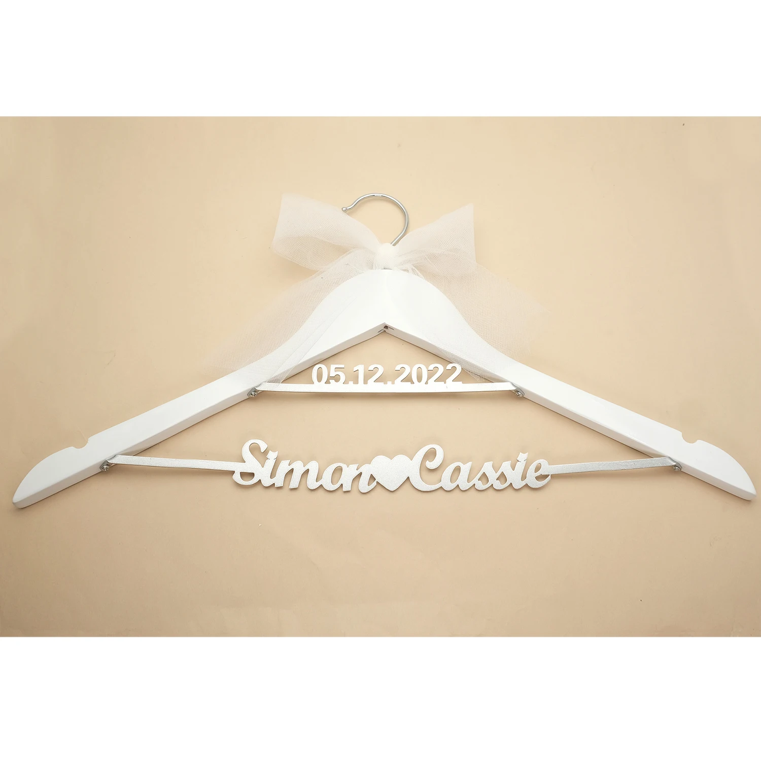 Personalized Wedding Hanger Bridal Hanger Custom Names and Date Wedding Dress Hanger Bride and Groom Hanger Bridal Shower Gift