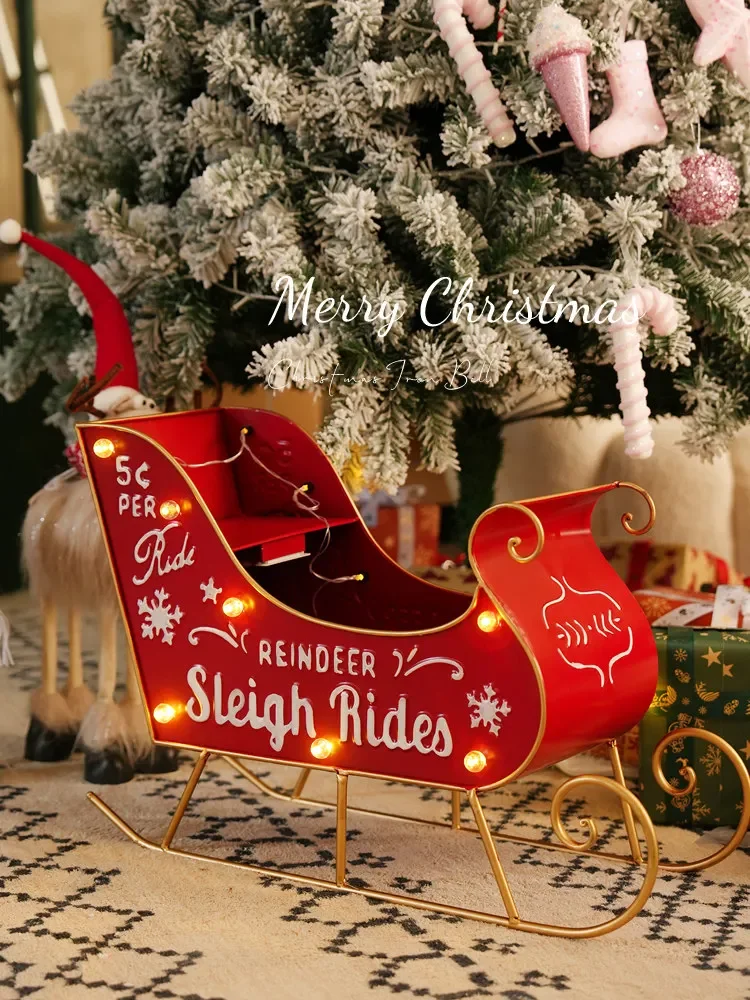 Christmas decoration wrought iron  sleigh Christmas scene arrangement interior decoration atmosphere props