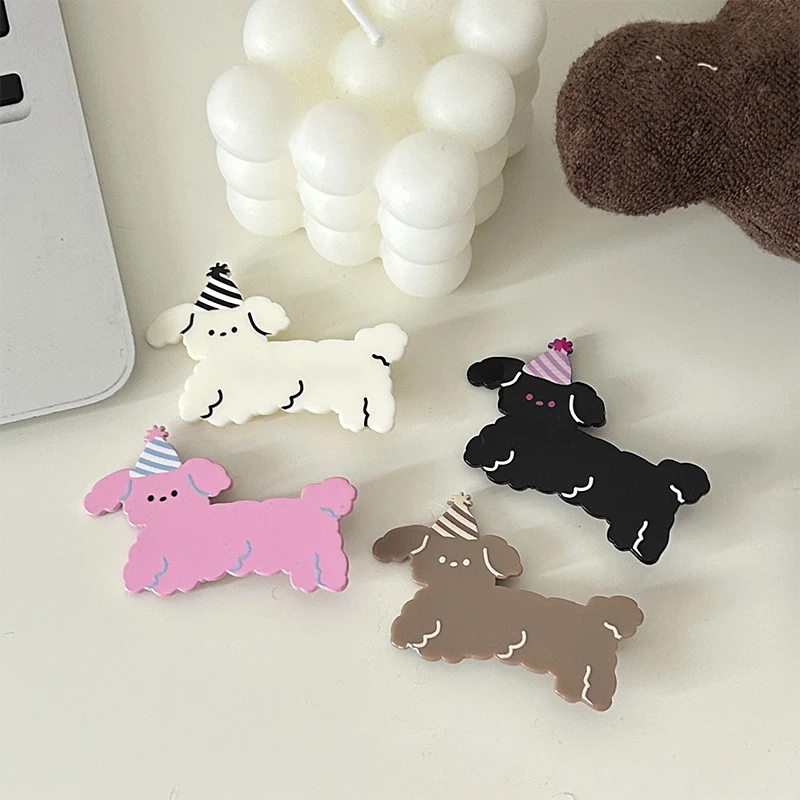 Cute Cartoon Animal Hair  Clips Funny Cat Dog Hairpins Acetate Shark Jewelry Gifts For Women Hair Accessories