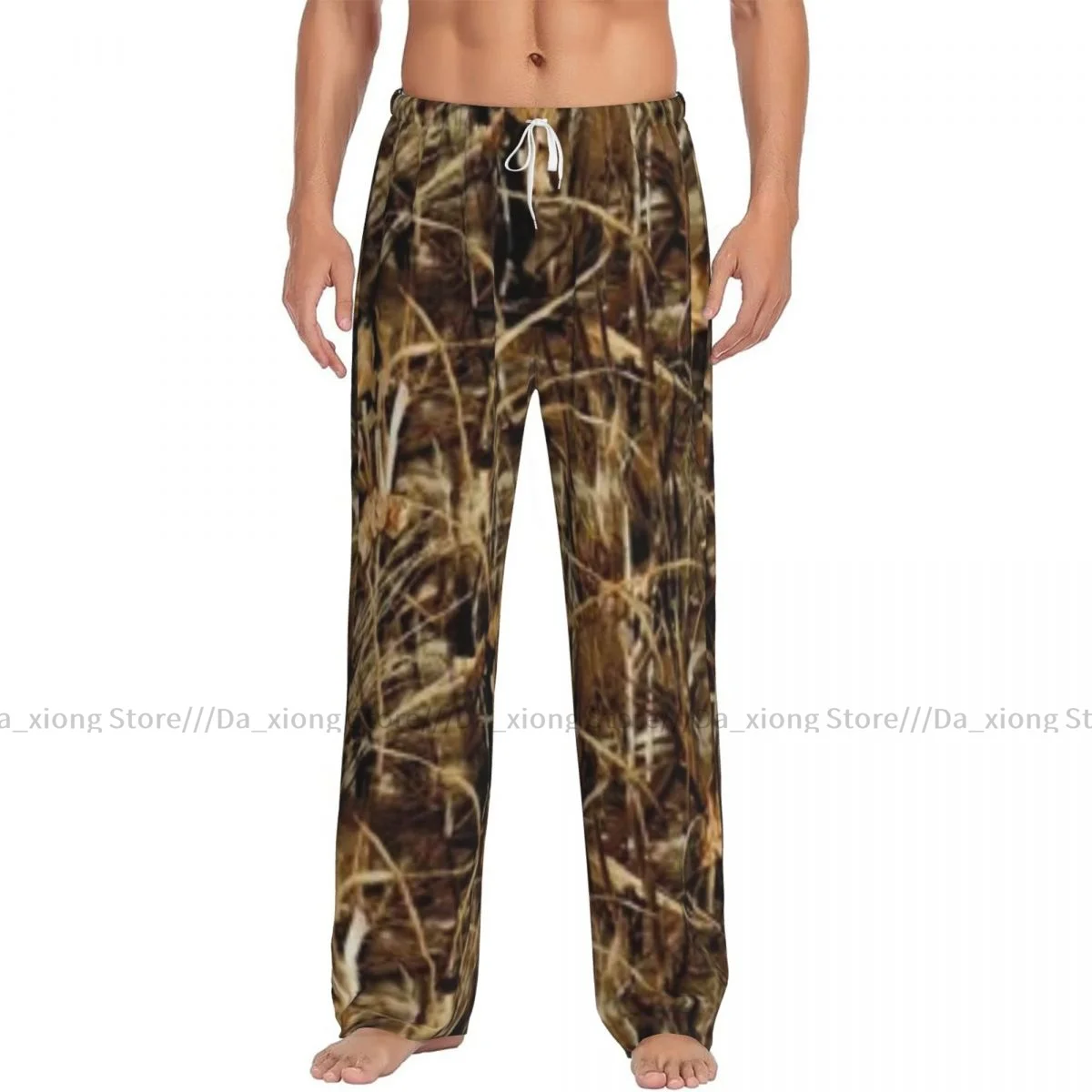 Men's Sleepwear Loose Sleep Pants Pajamas Camouflage Leave Print Long Lounge Bottoms Casual Homewear