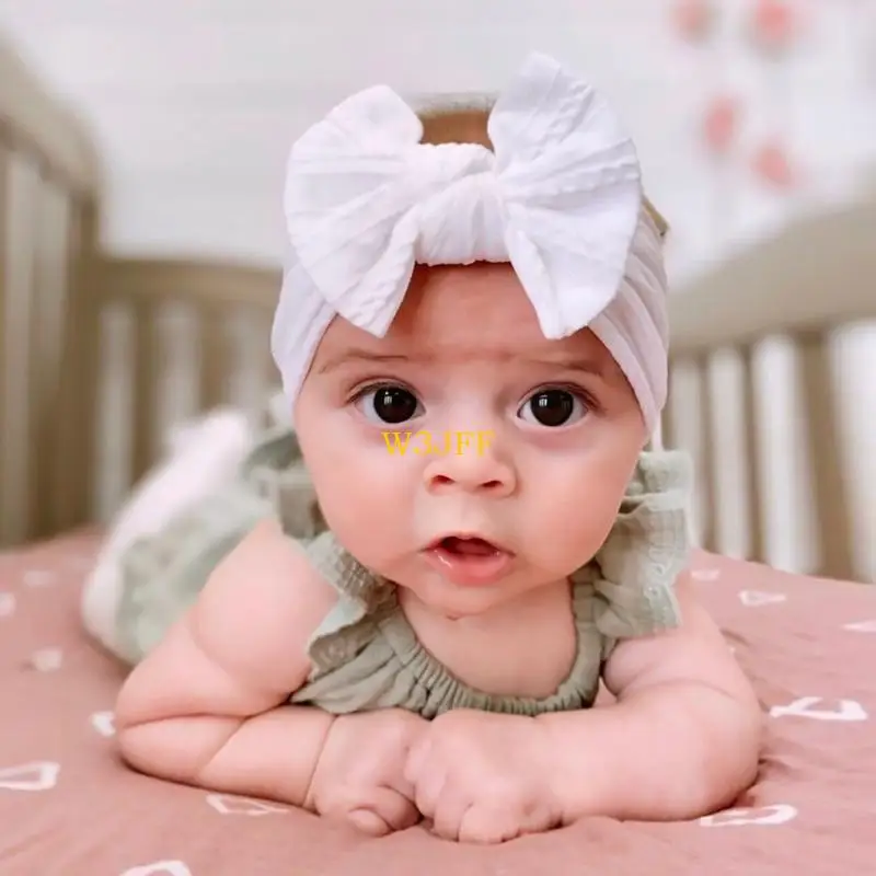 W3JF Baby Bow Bowband Set لطيف Turban Bowknot Bowknot Bowloy Soft Soft Flastic Hair Band for Newborn Toddler Girls Boys Gift
