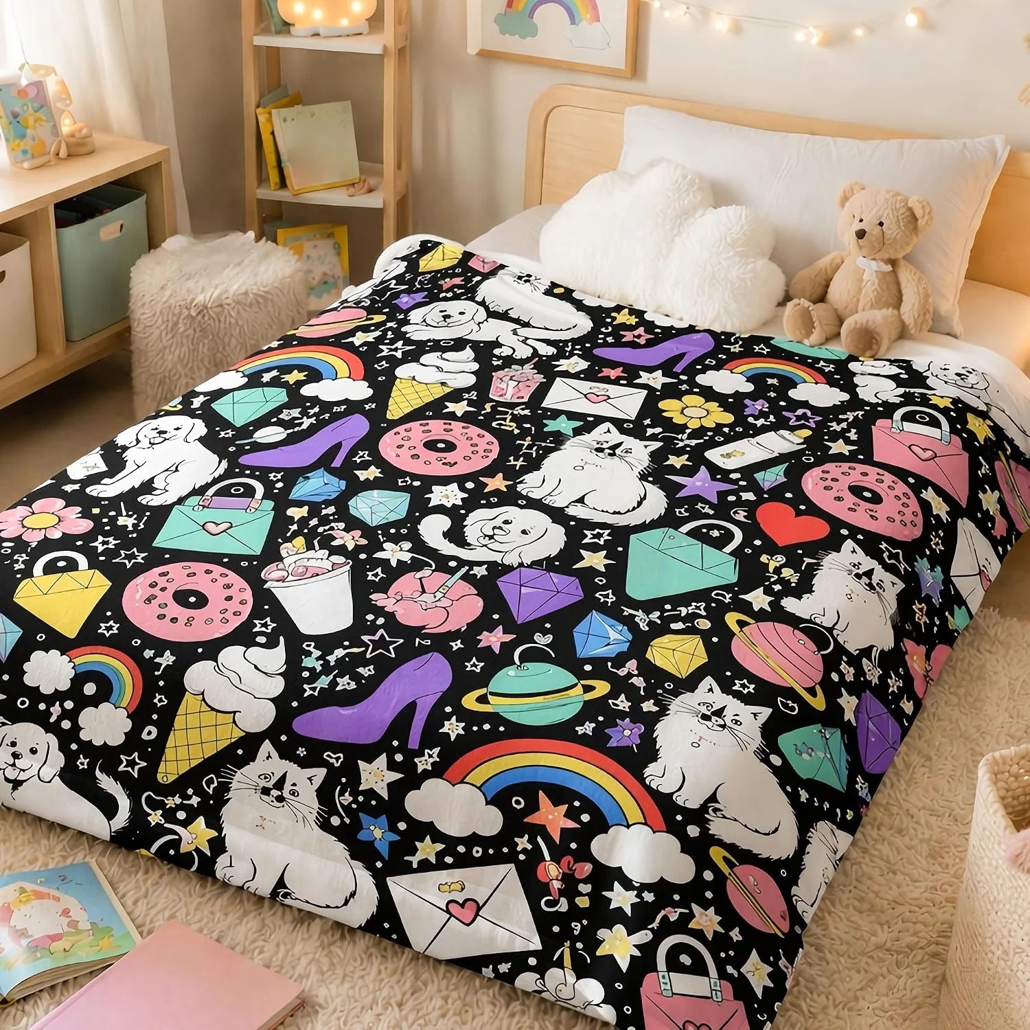 DIY Coloring Blanket for Adults with Markers, Customizable Flannel Throw for Sofa Bedroom, Personalized Gift