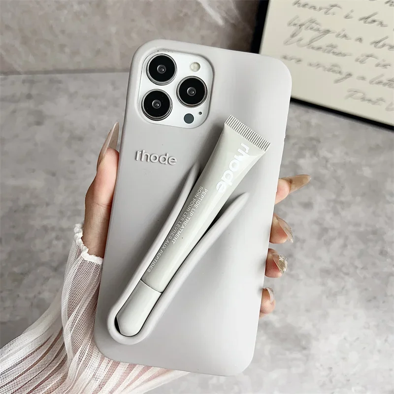 Hot Merk Lemontini Telefoon Case voor IPhone 11 12 13 14 15 16 Pro Max Plus 17 Air Make-up Lipgloss Siliconen Cover met Lip Glazuur