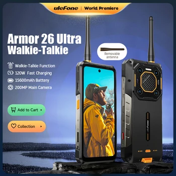 Ulefone 아머 26 울트라 워키토키 5G 견고한 휴대폰, 120W 15600mAh 200MP + 64MP + 50MP NFC 방수 스마트폰, 월드 프리미어 