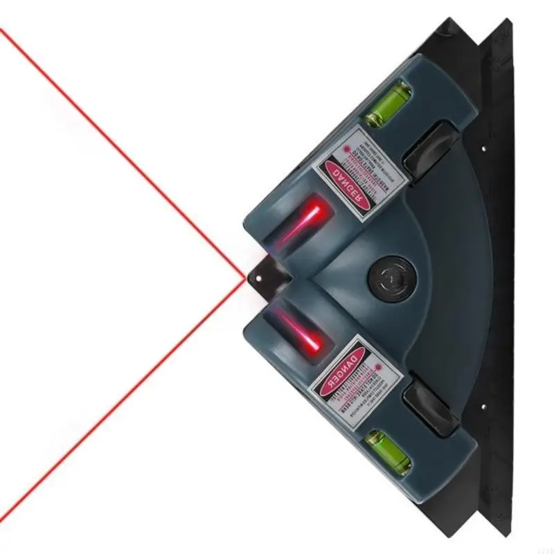 L74D Precise Lasers Square Tool 90 Degree Angles Projection For Wall Tile Alignment Floor Positioning Includes Bubble Level