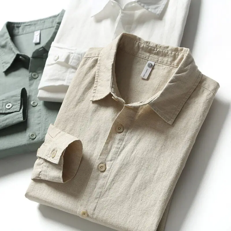 

Men's Casual Cotton Linen Long Sleeve Shirt Comfortable Breathable Spring Autumn Wear Citywalk Summer Fashion Loose Fit Butto...