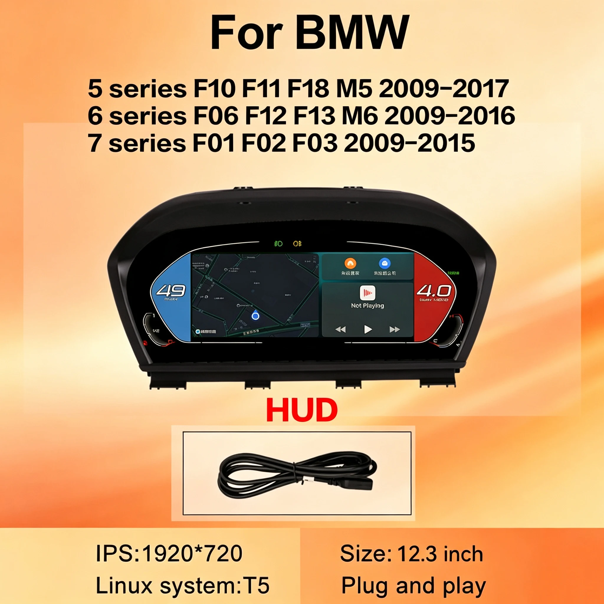 12.3 Inch Digital Cluster Instrument Panel Car Dashboard Display For BMW 5 6 7 Series F10 F11 F18 F06 F12 F13 F01 F02 F03 ZWNAV