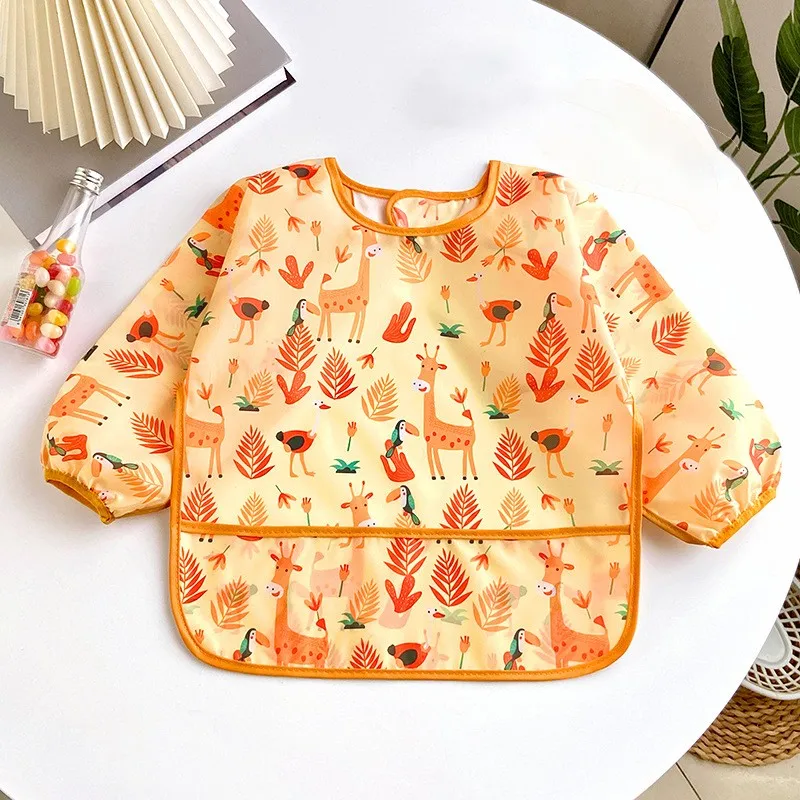 Baby Lätzchen niedlich bunte Cartoon wasserdicht Lätzchen Säugling essen Kinder zeichnen Langarm Schürze selbst füttern Baby 0-3 Jahre – Detail 3