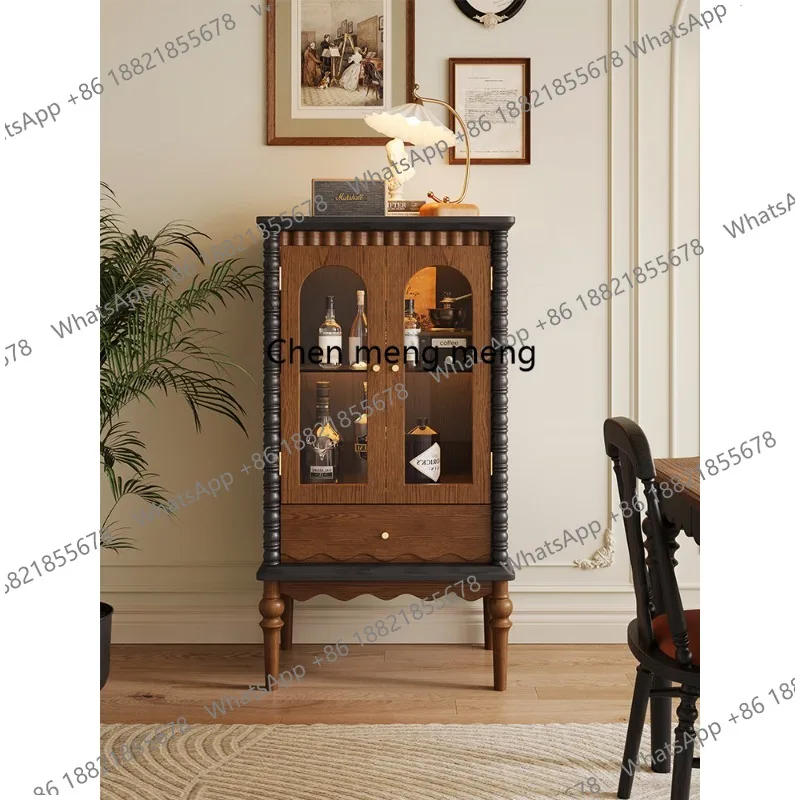 

retro solid wood dining side, living room wine cabinet against the wall, storage side cabinet