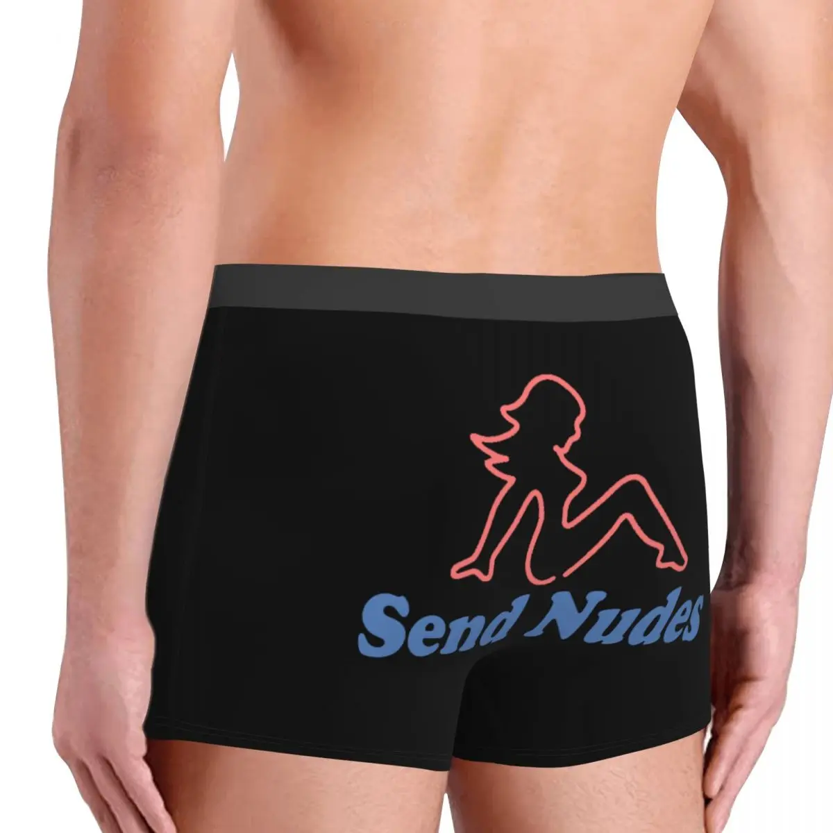 Send Nudes Underwear Men Sexy Print Custom Sex College Humor Joke Boxer Shorts Panties Sexy Underpants