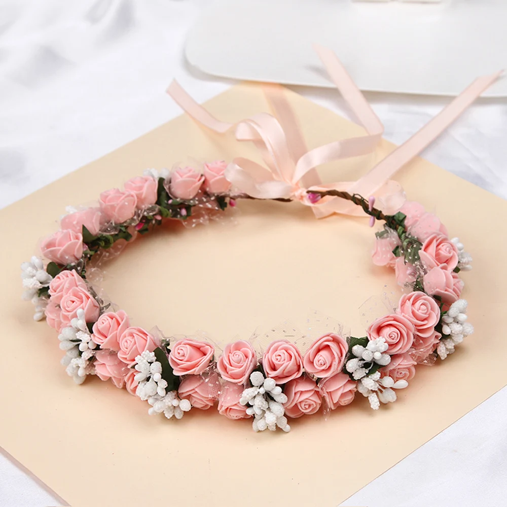 Bohemian Flower Crowns Wedding Jewelry Hairbands Tiaras Adjustable Floral Garland Wedding Wreaths Simulation Flower Headband