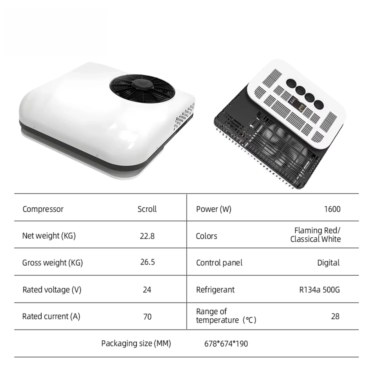عالية الجودة RV على السطح نوع مكيف الهواء فرشاة أقل المحرك 12 فولت 24 فولت شاحنة مكيف الهواء لشاحنة RV شاحنة التخييم