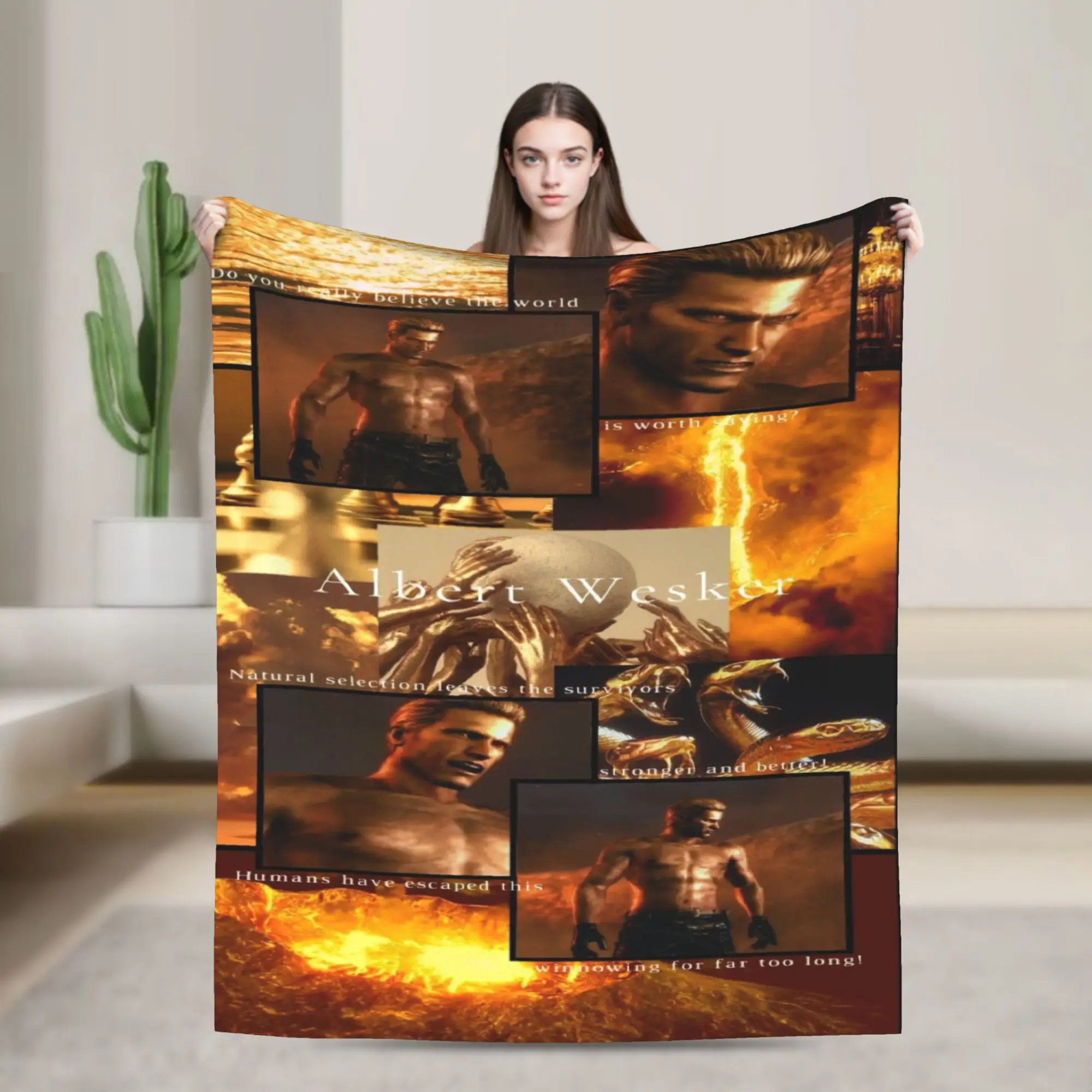 Super Soft Albert Wesker  Throw Blanket Premium Flannel Fleece Lightweight  Bed Blanket Fuzzy Plush Bedspread All Season Use