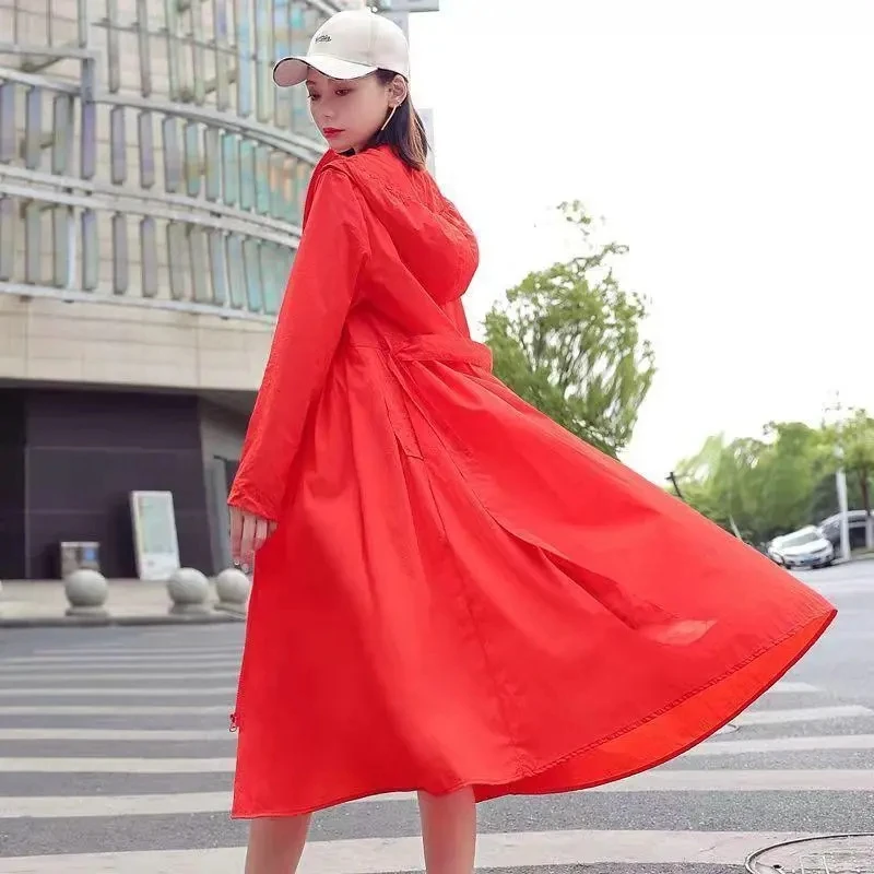 Long Sunscreen Coat Women's Summer 2025New UV Sun-Protective Clothing Jacket Korean Fashion Outwear Leisure Joker Outcoat Female