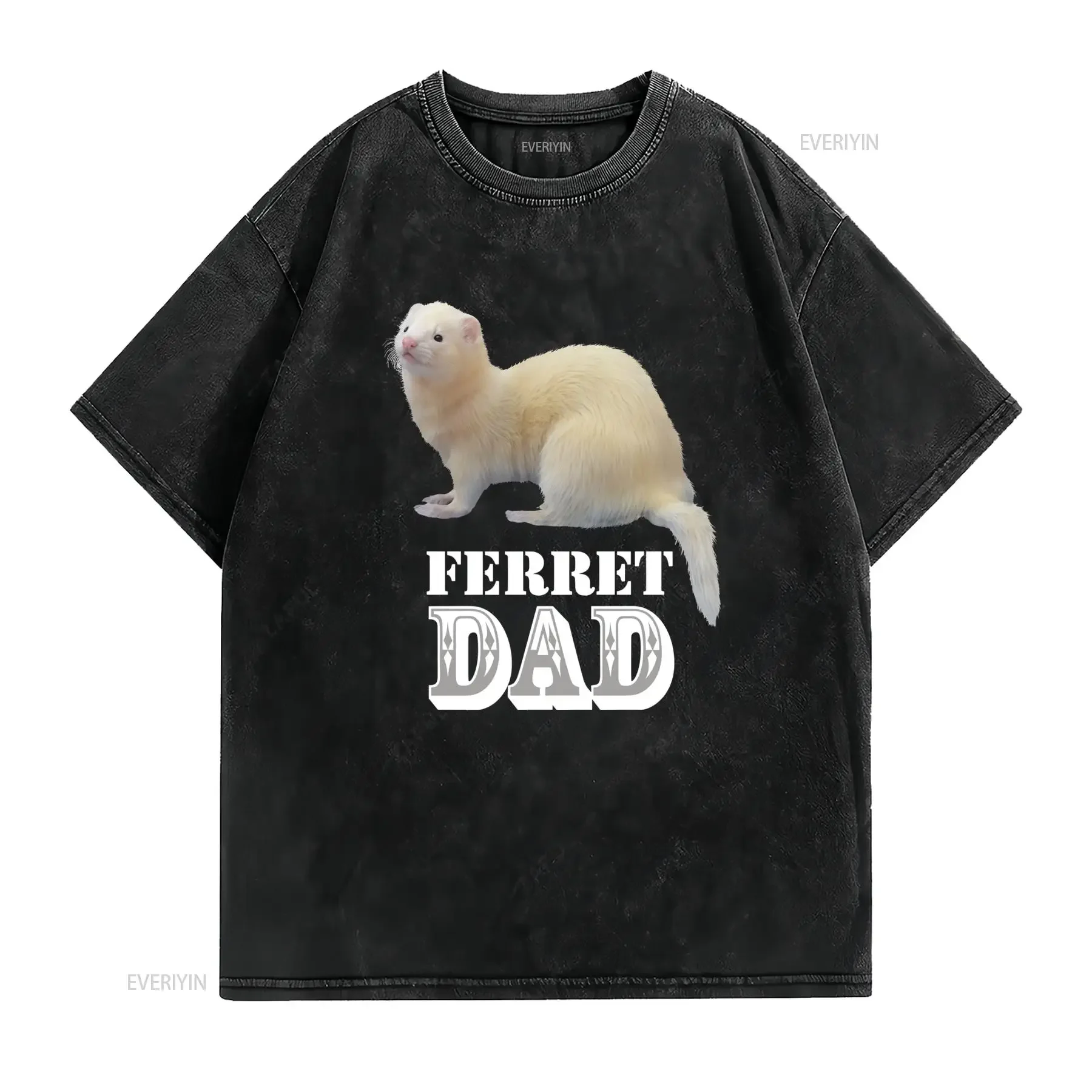 Funny Casual Ferret Dad Realistic Pet Animal Print T Shirt vintage Washed Breathable Comfortable Soft streetwear Versatile