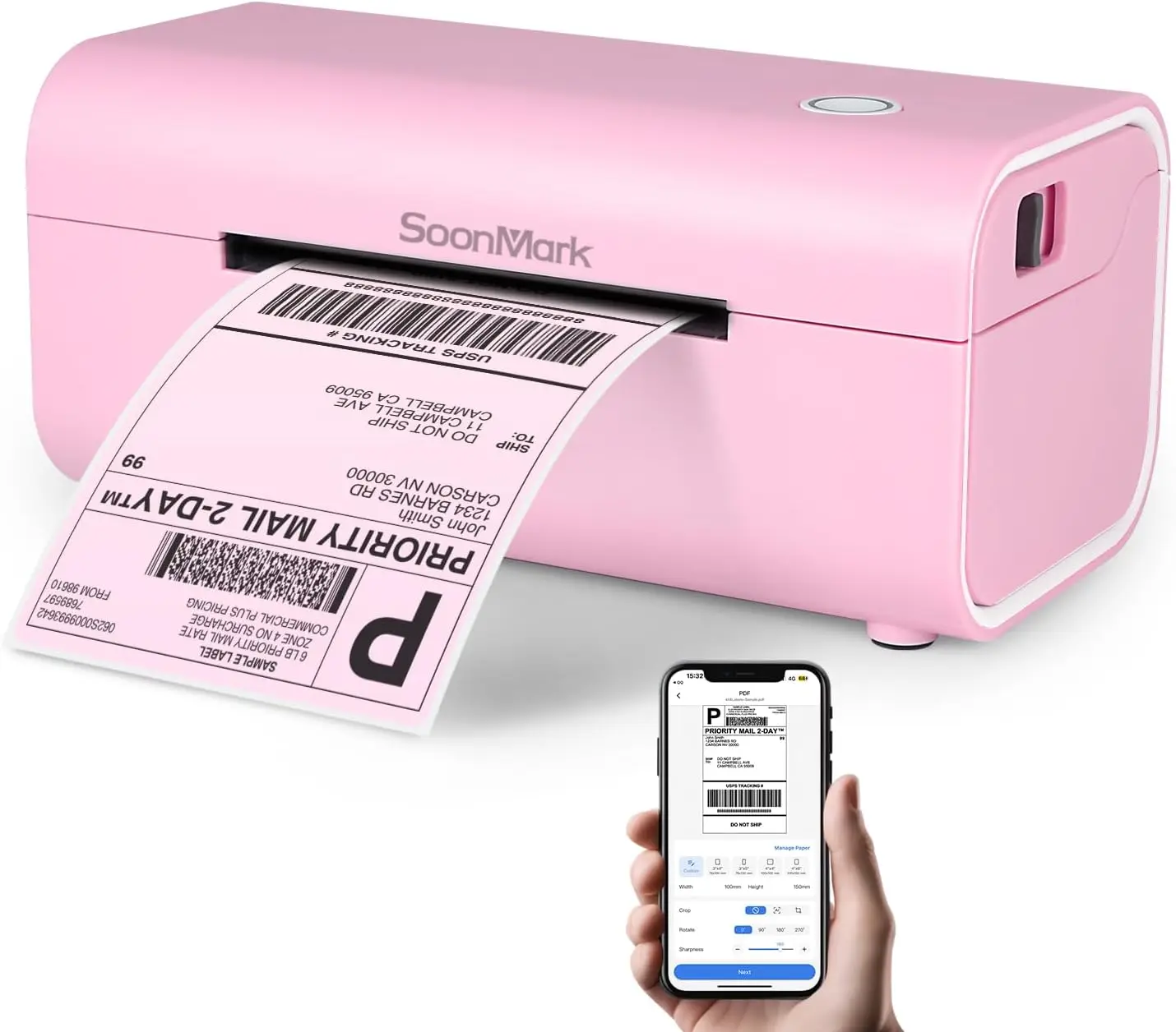 طابعة ملصقات حرارية بلوتوث، لاسلكية 4x6 للشحن، تعمل مع iPhone، Android، Mac، Windows، Etsy، eBay، Shopify، USPS #1