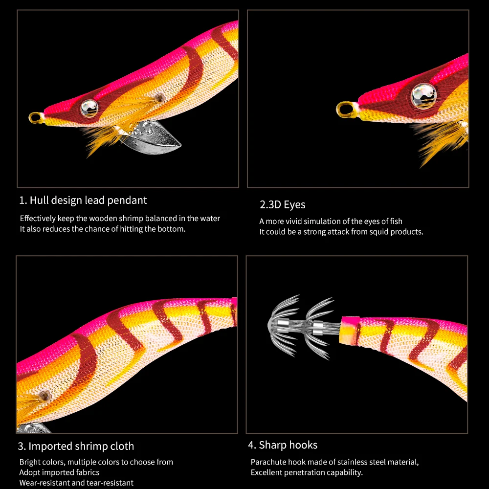 FSDZSO Squid Bait  2.5# 3.0# 3.5# Artificial Jigging Lures Slow Sinking Strong Hooks Sea Fishing Octopus Cuttlefish Luminous EGI