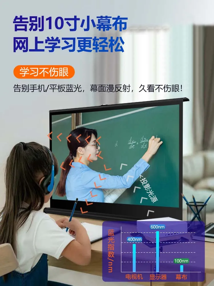 Projector Curtain Lifting HD Mobile Foldable Portable Mini Projector Screen Small Curtain