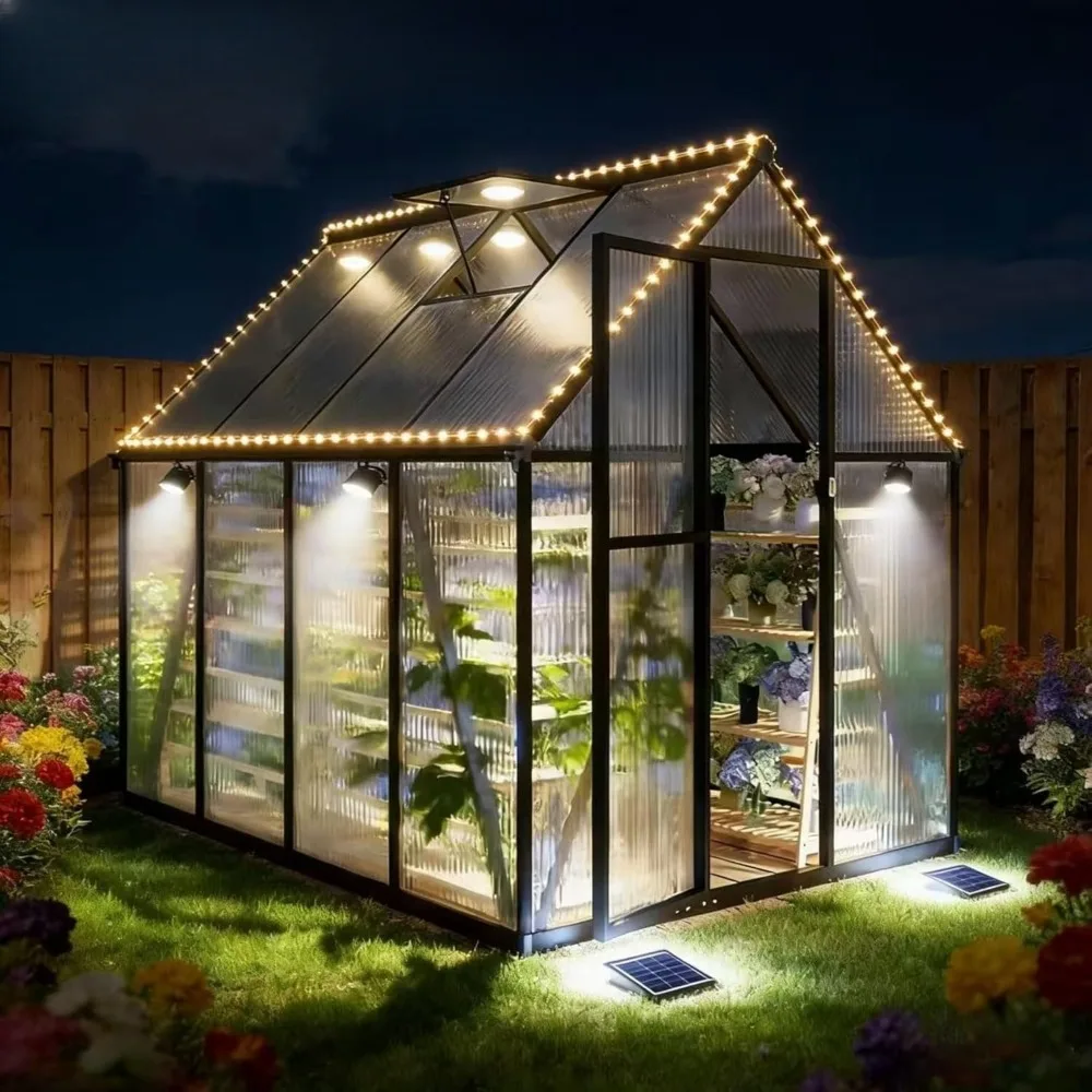 

Садовая теплица с алюминиевым вентиляционным люком на крыше, темно-серая, на заказ