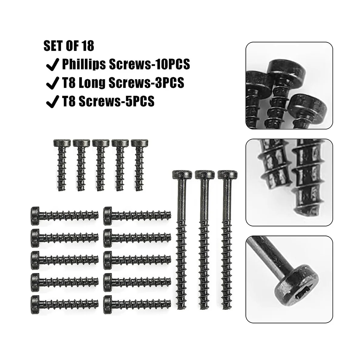 18Pcs Screw Set for Dyson V6 V7 V8 V10 V11 Vacuum Cleaner, Universal Phillips Screws + T8 Screw + T8 Long Screw