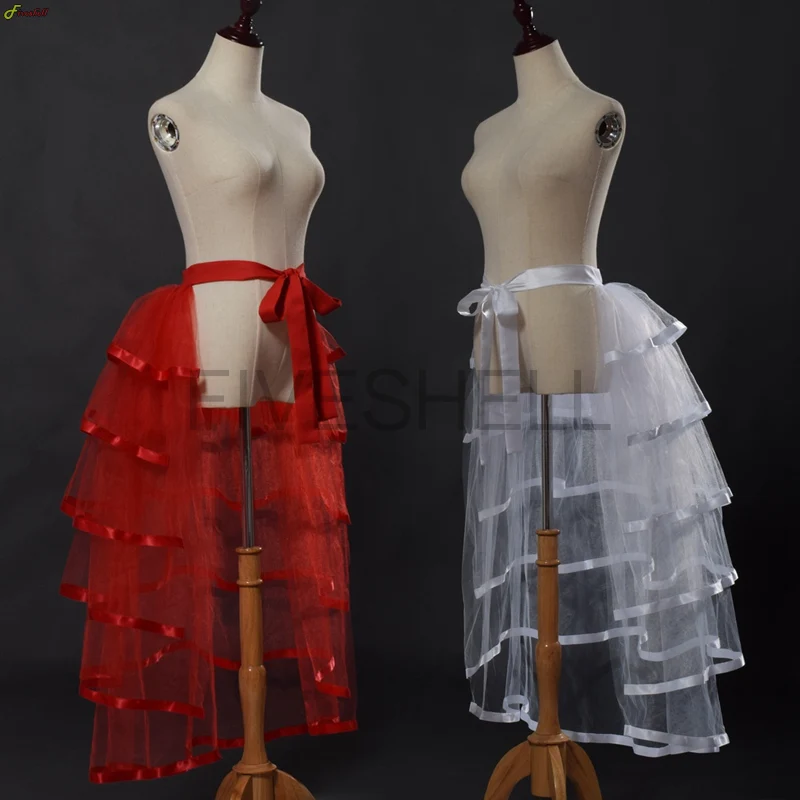 Women Punk Puffy Ruffle Tutu Bustle Skirts Sexy Steampunk Cocktail Party Tie-on Overskirt Gothic Tulle Skirt for Female image 3