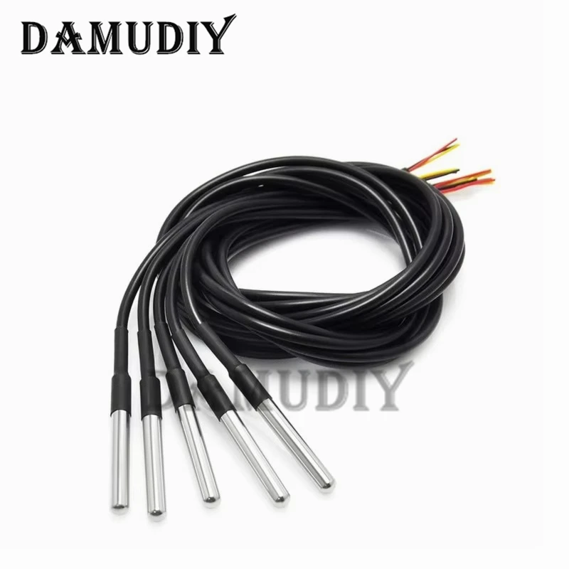 5-10pcs DS18b20 temperature probe temperature sensor 1M 2M 3M DS1820 Stainless steel package Waterproof 18B20 100cm 200cm 300cm