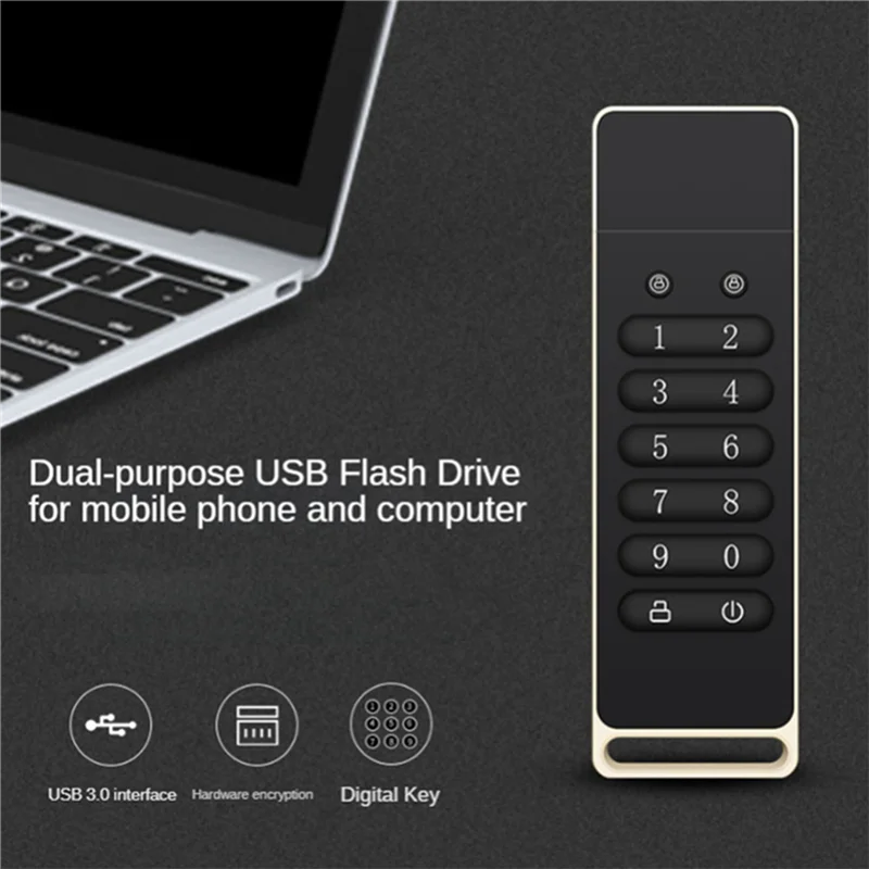 

CABE-4X Secure USB Drive, 32GB Encrypted USB Flash Drive Hardware Password Memory Stick With Keypad USB 3.0 Disk Flash Black