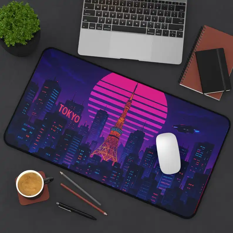 

Gaming Deskmats, Neon Tokyo Skyline Mousepad, Gaming Desk Accessory, Computer Desk Decoration, Keyboard Mats Kawaii Deskmat