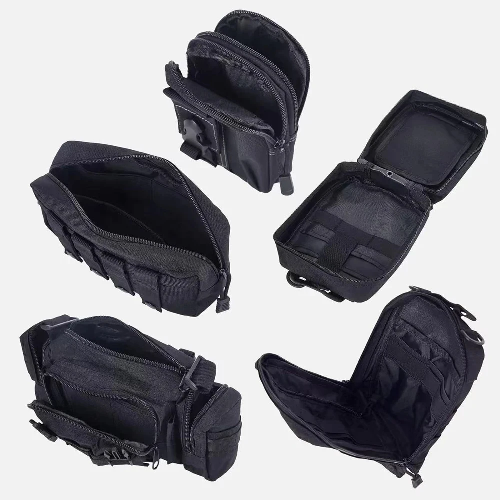 Universal Car Backrest Wall Hanging Seat ​Back Organizer Molle Panel Storage Bag with 5 Detachable Pouch,Outdoor Camping Hiking