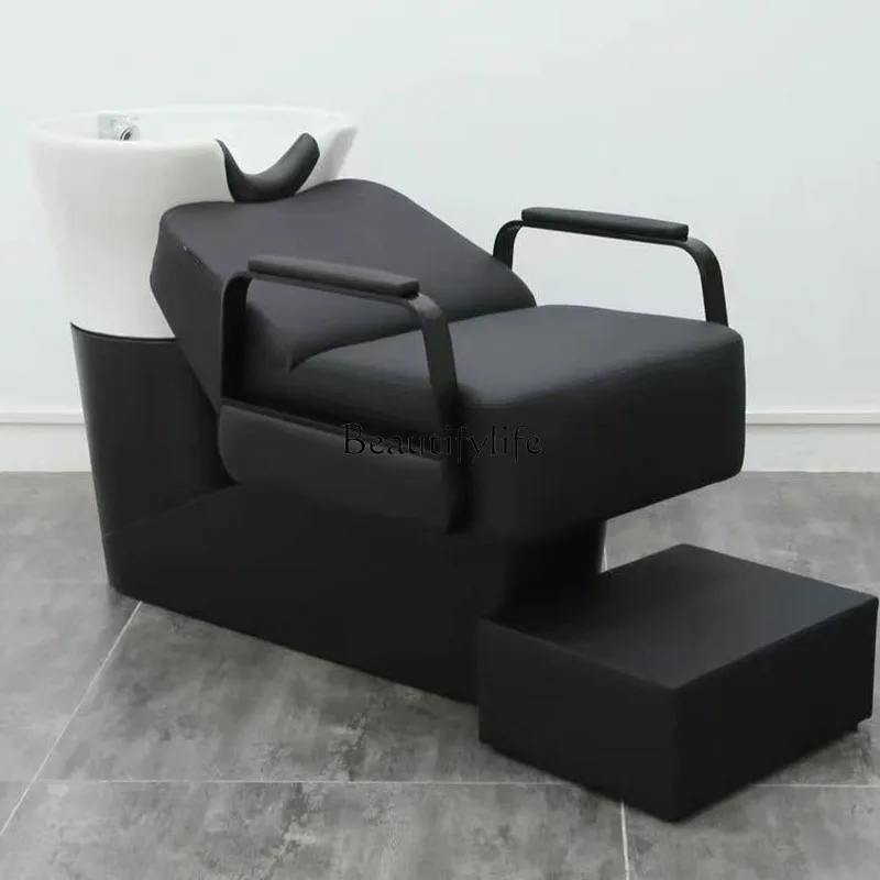 

Barber Shop Hair Salon Shampoo Bed Semi-reclining Simple Special Punch Flush Bed Hair Salon