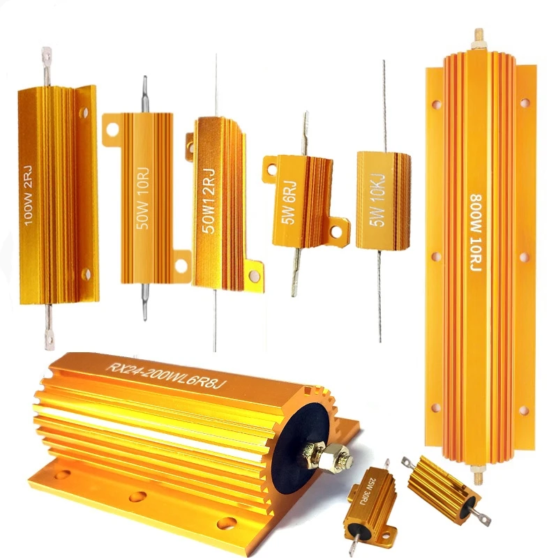 

200W 1 Ohm Wirewound Resistor - Golden Anodized Aluminum Heat Sink Resistor Rx24 for Power Applications Without Battery or Laser