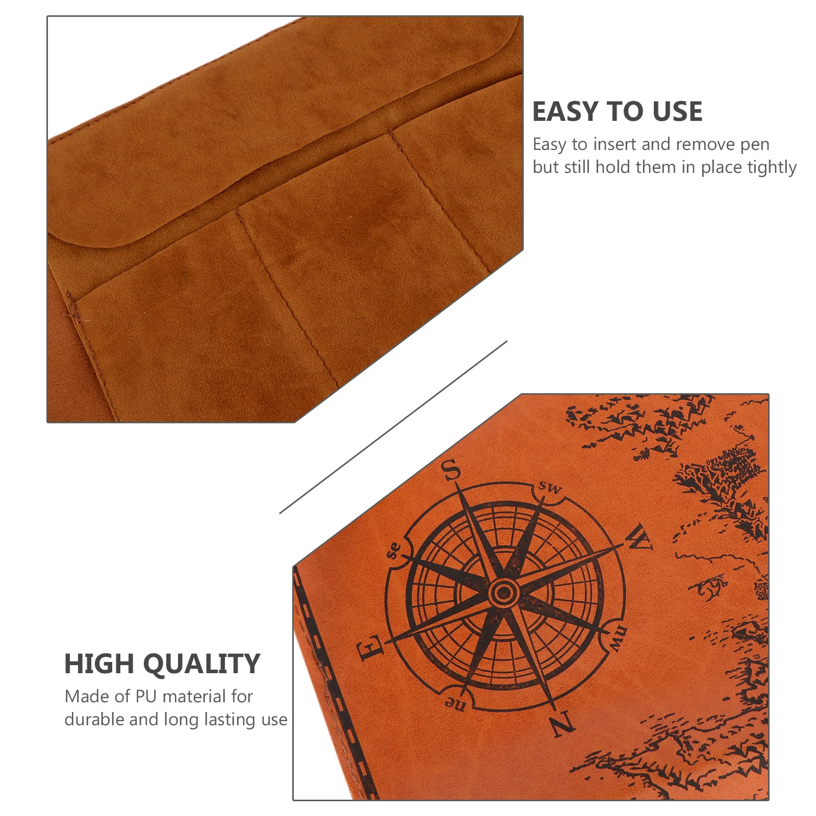 

PU Vintage Pen Case Brown Canvas Style Rollable Storage Pouch for Office Home School Use Tight Fit Pen Protector