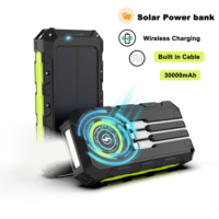 30000mAh Power Bank Waterproof Solar Powerbank Wireless Charger For iPhone 15 14 Samsung Xiaomi Fast charging External Battery