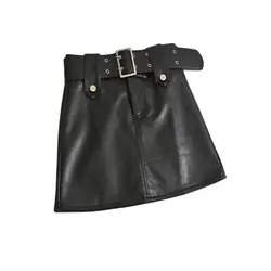 2026 New Winter Women’s Sexy PU Faux Leather Skirt Short Skinny High Waist Bodycon Skirts With Belt