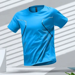 Men's T-shirts Sports Run T-shirt Outdoor Workout Quick-drying Breathable Short Sleeve Casual Round Neck Tees Summer Loose Tops