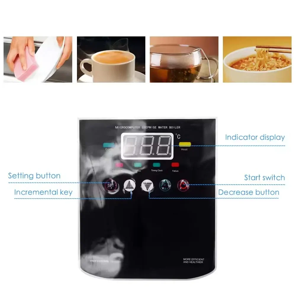 Commercial 60L Water Dispenser Hot Water Machine 180L/H Stainless Steel Water Boiler 6KW 380V Double Faucet 5