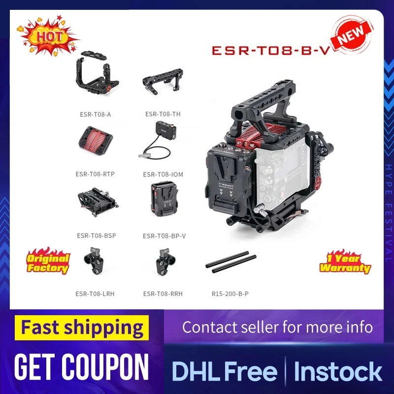 جديد TILTA ESR-T08-C-V الأحمر الخامس رابتور هيكل قفصي الشكل للكاميرا الأحمر كومودو الذهب جبل الخامس جبل لوحة مقبض علوي TILTA المتقدمة I/O وحدة