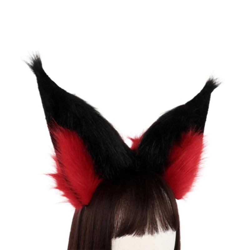 Plush Wolf Ear Headbands Halloween Performances Plush Headbands for Animes Theme Gatherings Christmas Gift for Girl