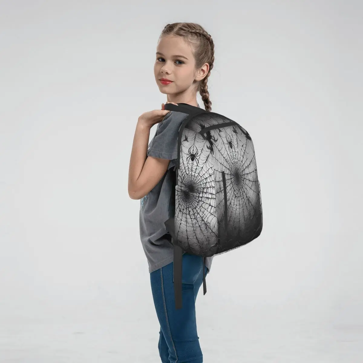 Gothic Spider And Web Print Backpack Large Capacity Children BookBag School Bag Shoulder Bags for Men Women