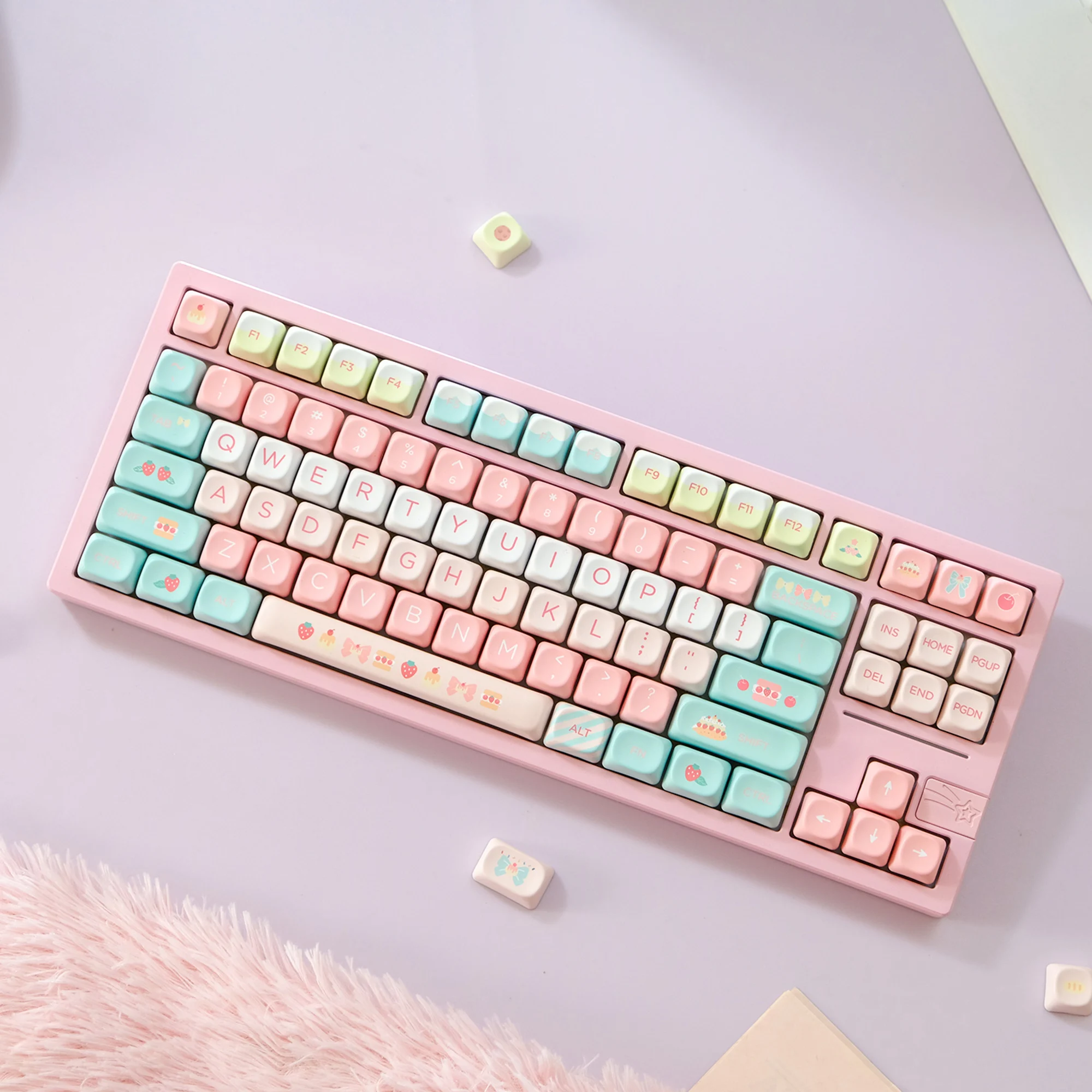 

Колпачки для клавиш MOA Strawberry Dessert House Материал из ПБТ теплопередача гладкий и уникальный стиль 68/75/87/980