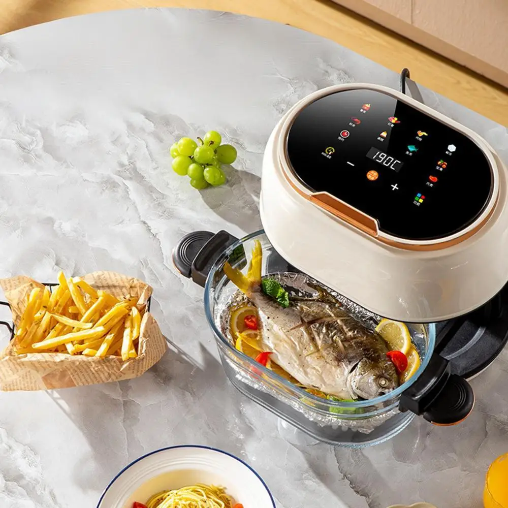 Compact Electric Glass Fryer 4L Non-fat Digital Air Fryer with Long Tray for Home Fries Desserts and Chicken Compact Electric Glass Fryer 4L Non-fat Digital Air Fryer with Long Tray for Home Fries Desserts and Chicken