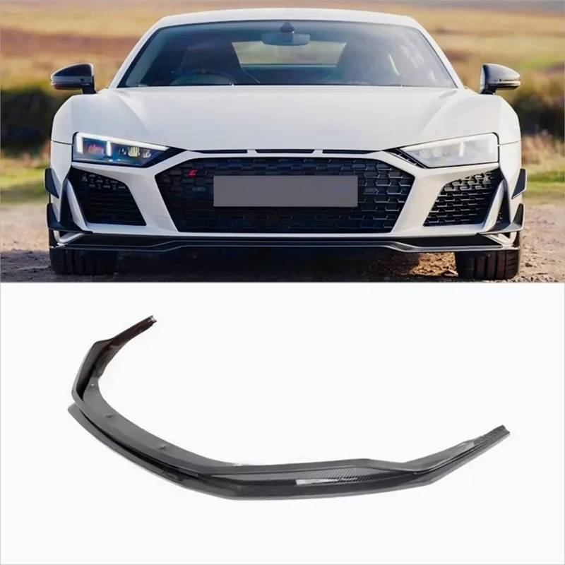 

For Audi R8 2019 2020 2021 2022 2023 2024 2025 ReaI Dry Carbon Fiber Front Bumper Lip Wind Knife Spoiler Kit