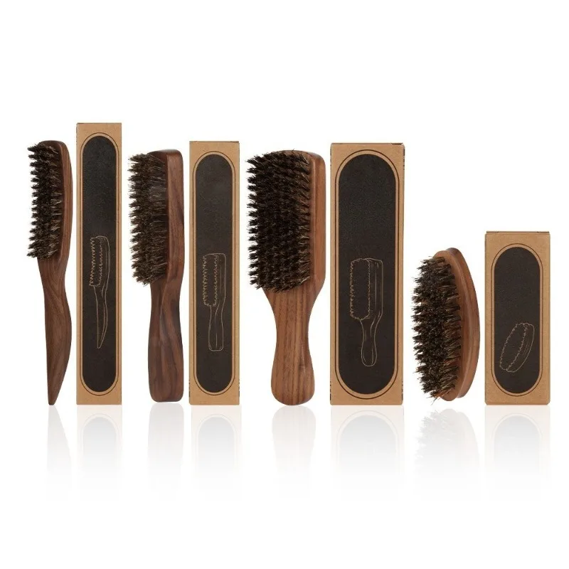 Wood Handle Boar Bristle Beard Brush Shaving Tool Hair Brush Wooden Curved Men Beard Shaving Brush Hair Stylist Mustache Brushes