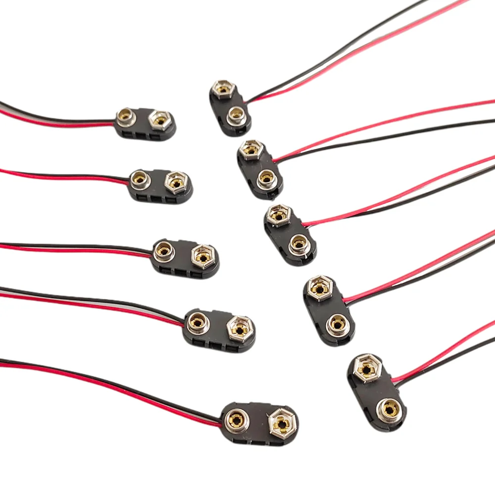 

2/5/10pcs 9V Battery Connector with Hard Plastic Shell Suitable I/T Type Battery Snap Connector clip Lead Wires holder
