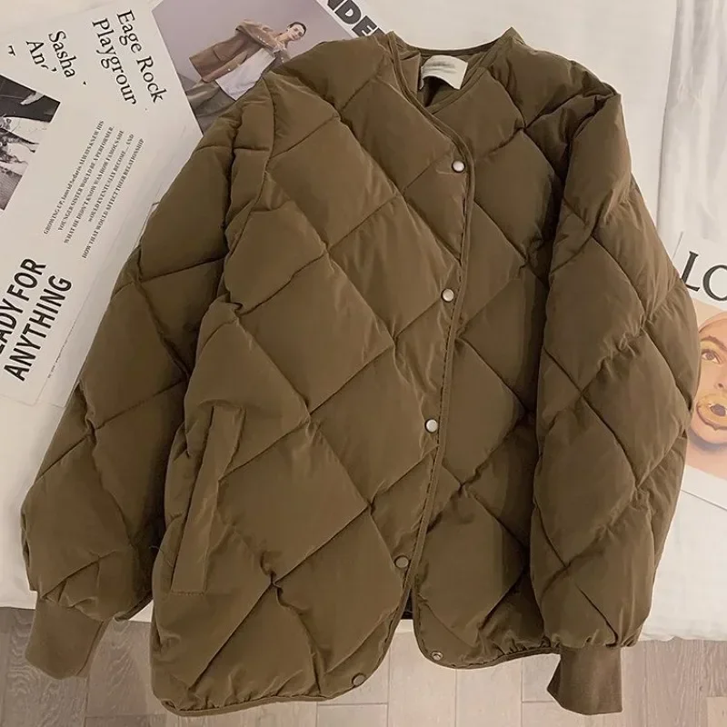 Deeptown Vintage Cropped Quilted Jacket Women Old Money Fashion Winter Warm Lightweight Padded Jackets Chic Elegant Korean Style