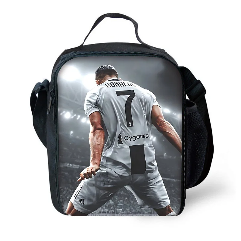 Bolsa isolada de grande capacidade para crianças, lancheira de piquenique estudantil e ao ar livre, futebol CR7 R-Ronaldos, refrigerador térmico reutilizável, menino e menina